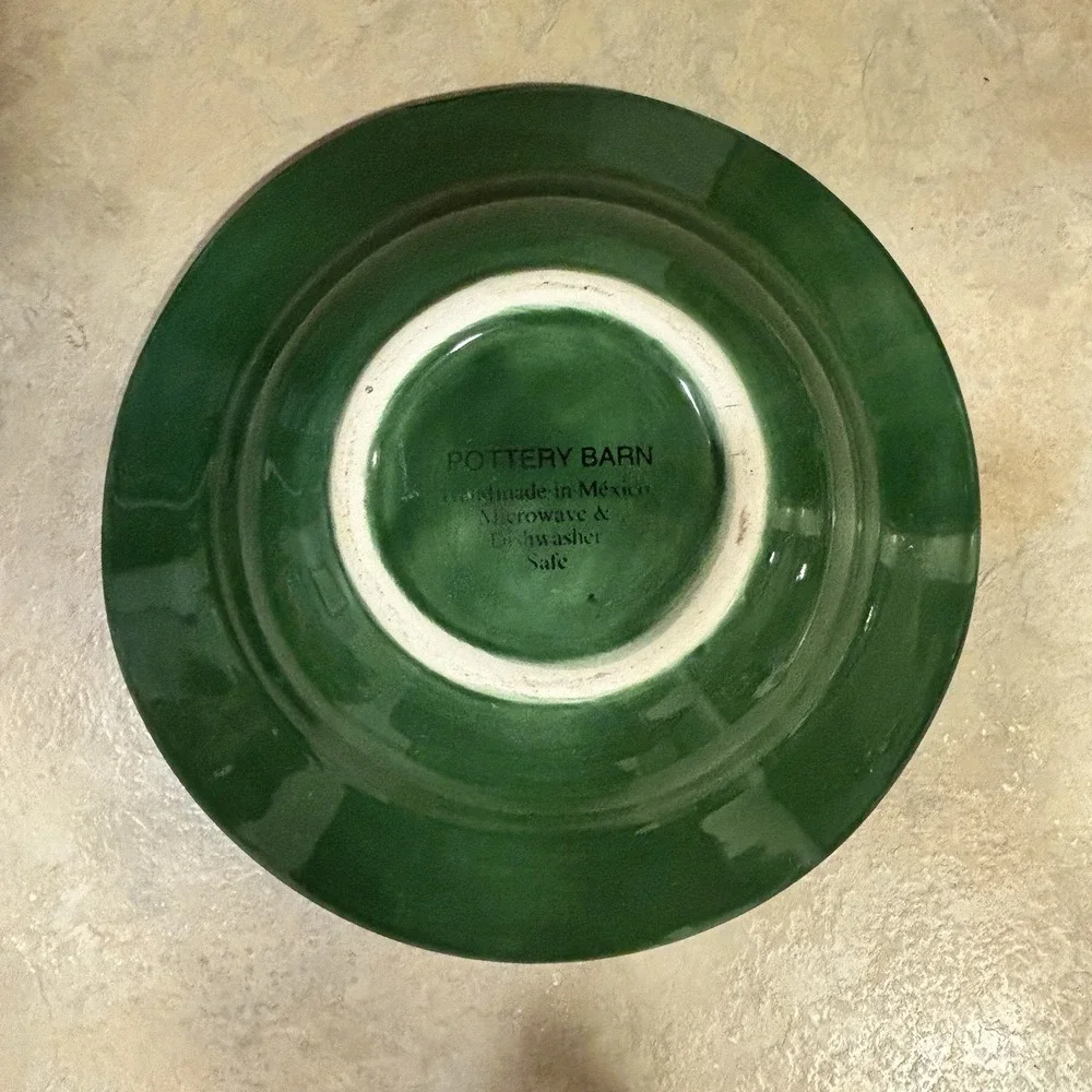Pottery Barn SAUSALITO Green Wide Rimmed Bowl 10